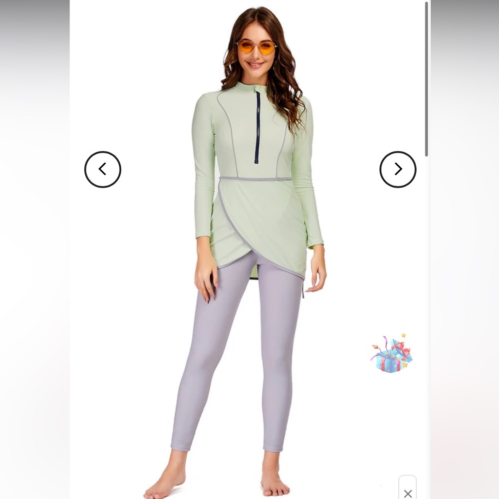 Amazon Women's Swim Set in Light Green and Gray